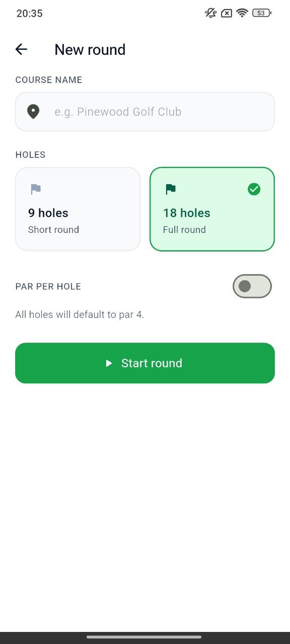 Sasal Green Golf home screen